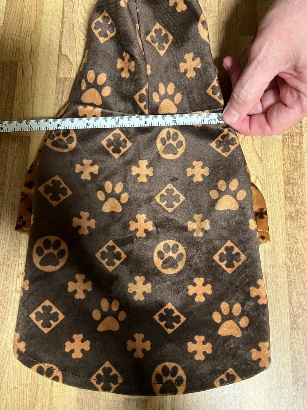 Brown Paw-Print Hooded Dog Coat for Small Dogs